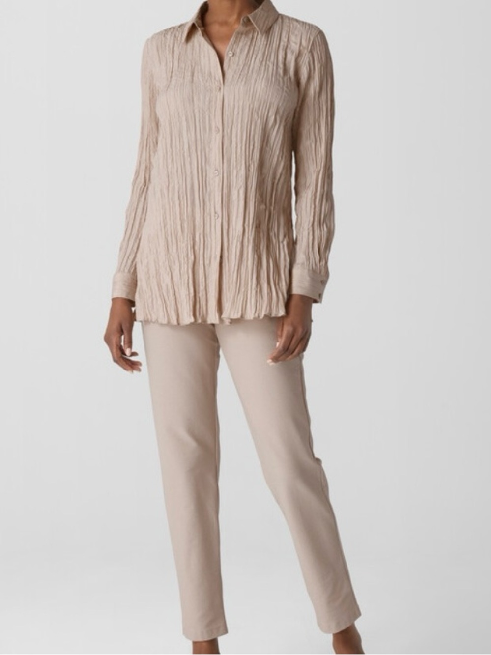 Eileen Fisher Crepe Stretch Slim Pant Wheat XL